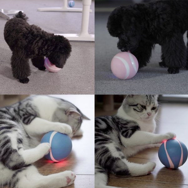 Best Remote Control Cat Dog Bounce Ball Colorful LED Self Rotating Ball
